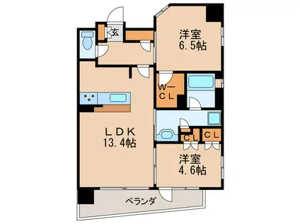 LA VITA AOI(2LDK/13階)の間取り写真