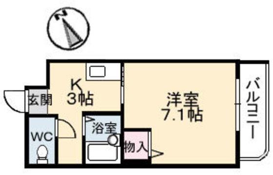 インカム21(1K/3階)の間取り写真