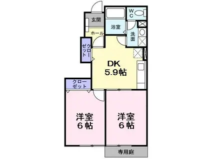 エトワール(2K/1階)の間取り写真