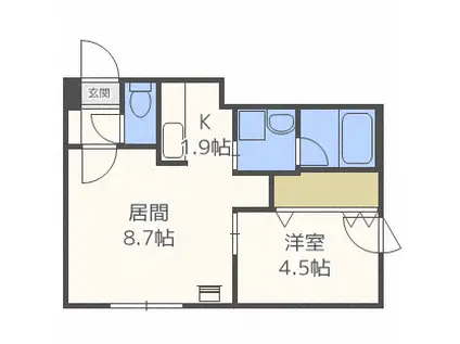 ファーラー33(1LDK/3階)の間取り写真