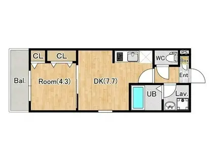 ジーメゾン八王子散田ピレン(1DK/1階)の間取り写真