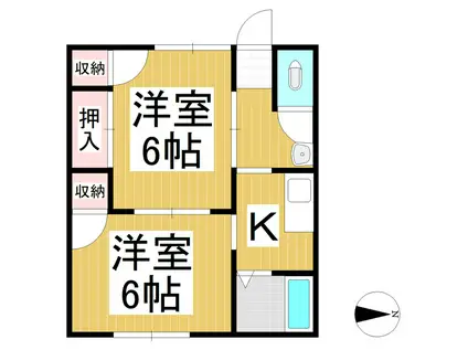 坂田アパート(2K/2階)の間取り写真