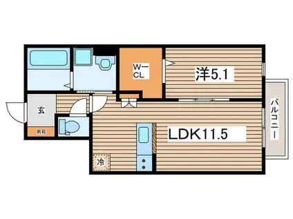 ディアオールIII(1LDK/2階)の間取り写真