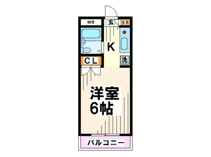サンハイツミキB(1K/2階)の間取り写真