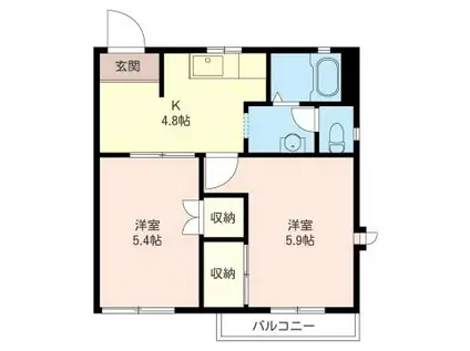 相原アパート(2K/2階)の間取り写真