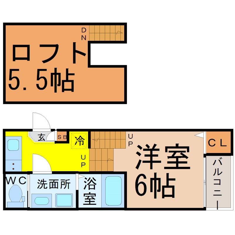 ハーモニーテラス長筬町II(1K/1階)の間取り写真