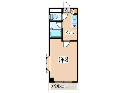 下の根グラスワン(1K/1階)の間取り写真