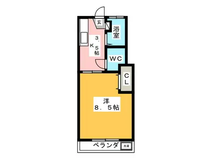 関口マンション(1K/2階)の間取り写真
