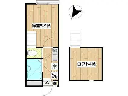 グロリア溝の口(1K/2階)の間取り写真