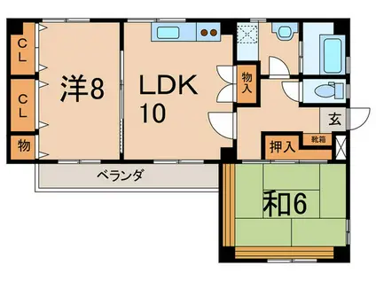 高木ビル(2LDK/3階)の間取り写真