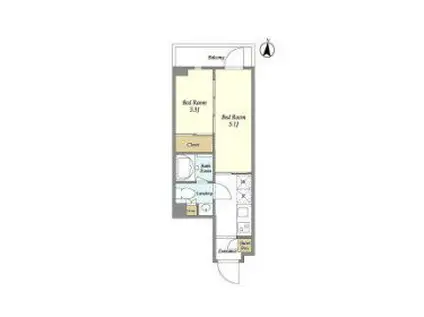 ミュプレ池上(1DK/8階)の間取り写真