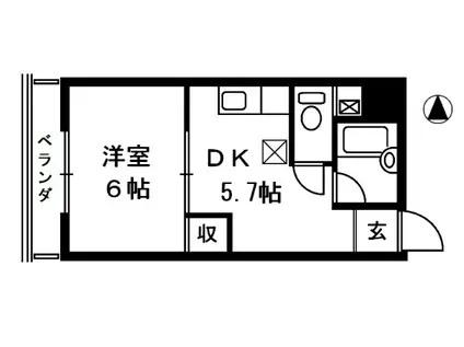 マンション高田館(1DK/5階)の間取り写真