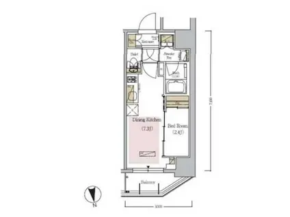 アーバネックス新御徒町(1DK/6階)の間取り写真