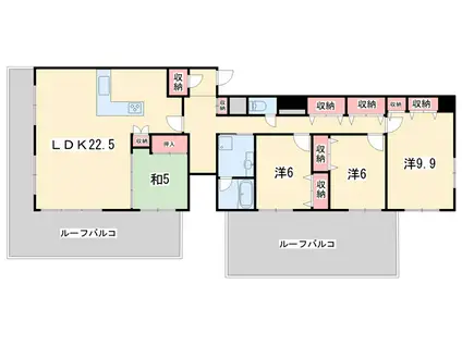 ユニーブル京都紫野(4LDK/5階)の間取り写真