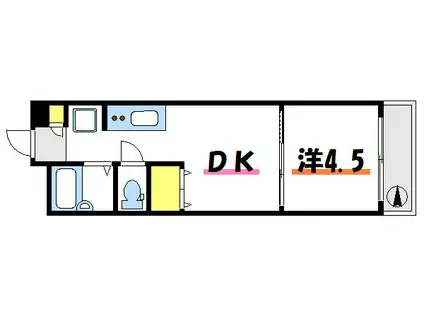 カーサ第二宇喜田4号棟(1DK/3階)の間取り写真