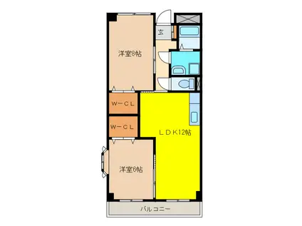 サンフィールド赤鍋(2LDK/3階)の間取り写真