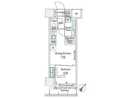 パークアクシス横浜伊勢佐木町通(1DK/4階)の間取り写真