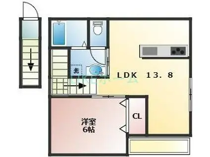 グランベールS6(1LDK/2階)の間取り写真