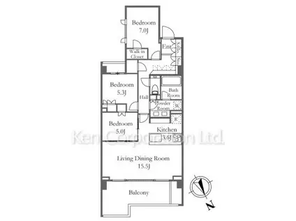 ザ・パークハウス代々木大山レジデンス(3LDK/3階)の間取り写真