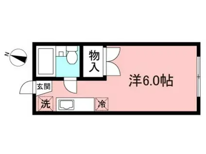 ハタノコーポ落川(ワンルーム/2階)の間取り写真