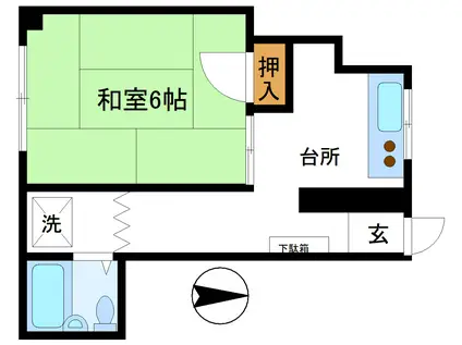 ハイツヌマタ(1K/1階)の間取り写真