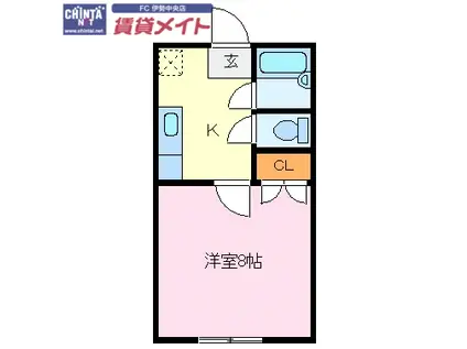 第3シャトーナツヤマ(1K/1階)の間取り写真