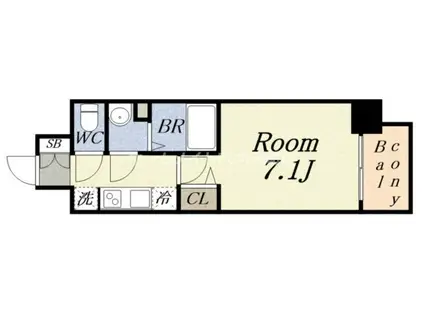 MELDIA CREST 大阪ベイSOL TERRACE(1K/6階)の間取り写真