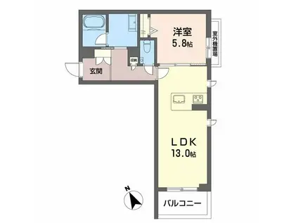 シャーメゾン下荒田(1LDK/3階)の間取り写真