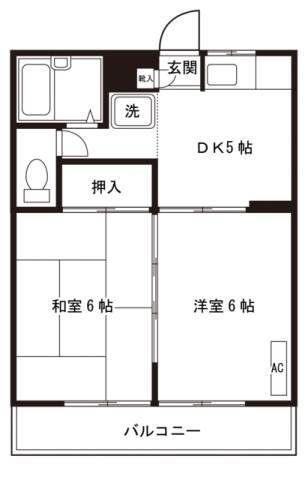 ピア永田(2DK/3階)の間取り写真