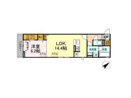 パジェール・ドゥ(1LDK/2階)の間取り写真