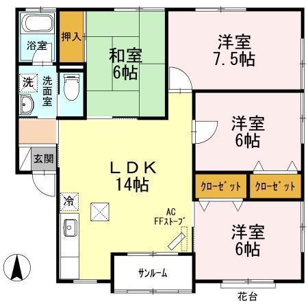 サンウェーヴ(4LDK/1階)の間取り写真