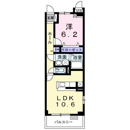 サニープレイス庄内(1LDK/2階)の間取り写真