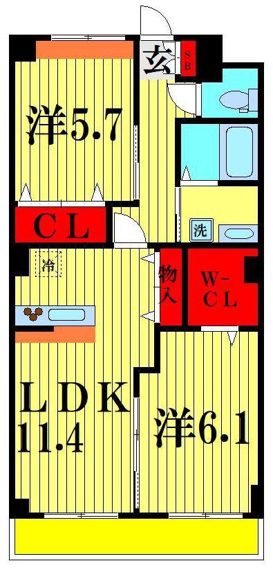 メゾンアイリス(2LDK/2階)の間取り写真