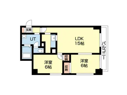 メゾンドゥリバーニュー(2LDK/7階)の間取り写真