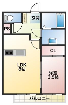 PREVOYANCE片江(1LDK/1階)の間取り写真