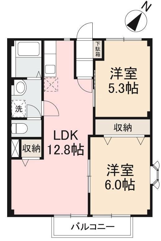 ニューシティ白羽(2LDK/1階)の間取り写真