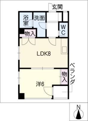Fビル東山(1DK/4階)の間取り写真