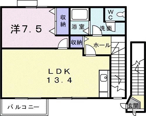 YKハドソンIII(1LDK/2階)の間取り写真