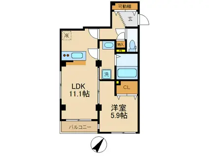 GRACE HILLS(1LDK/3階)の間取り写真