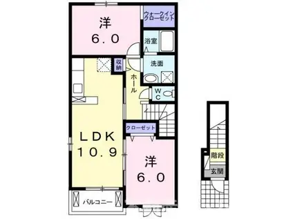 デリス シャルマン(2LDK/2階)の間取り写真