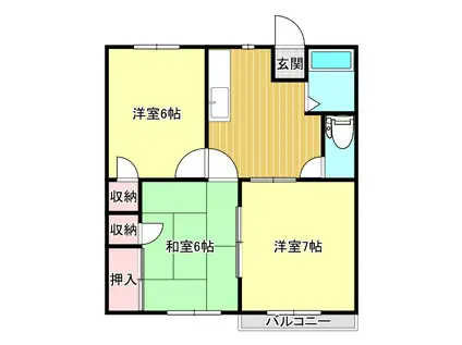 ベアパークヒルズ(3DK/2階)の間取り写真