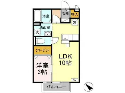 リモージュ(1LDK/2階)の間取り写真
