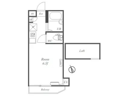 ブリリアント山手(ワンルーム/2階)の間取り写真