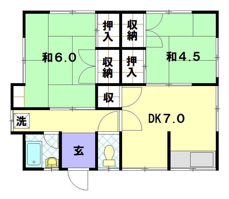 上銭座アパート(2DK/1階)の間取り写真