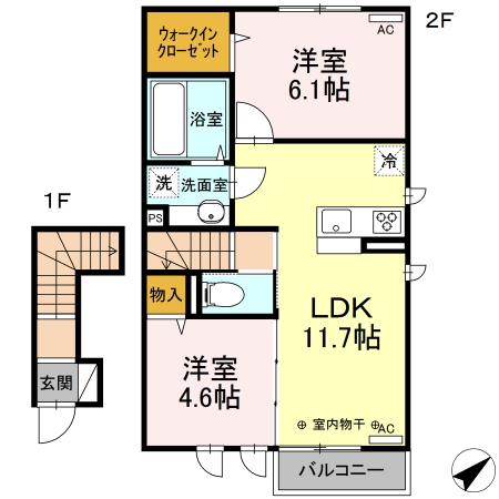プチフルール(2LDK/2階)の間取り写真