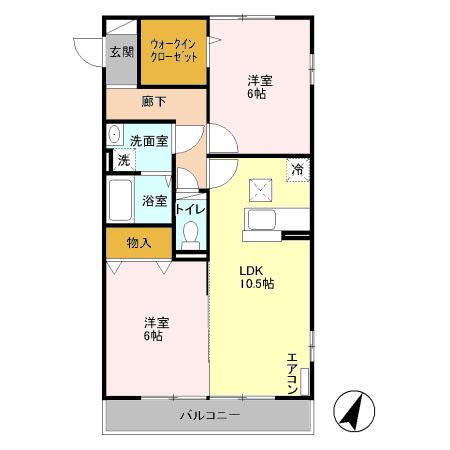 エントピアII(2LDK/1階)の間取り写真