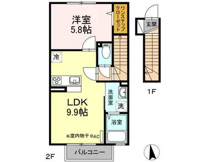 グランドルフ(1LDK/2階)の間取り写真