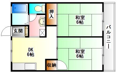 セジュール対中(2DK/1階)の間取り写真