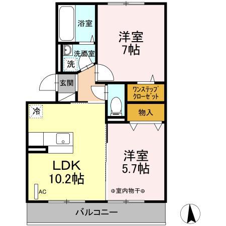 セジュール笹谷(2LDK/2階)の間取り写真