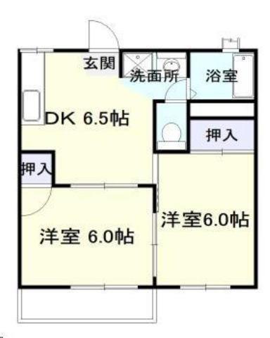 タウニイサンライズA棟(2DK/2階)の間取り写真